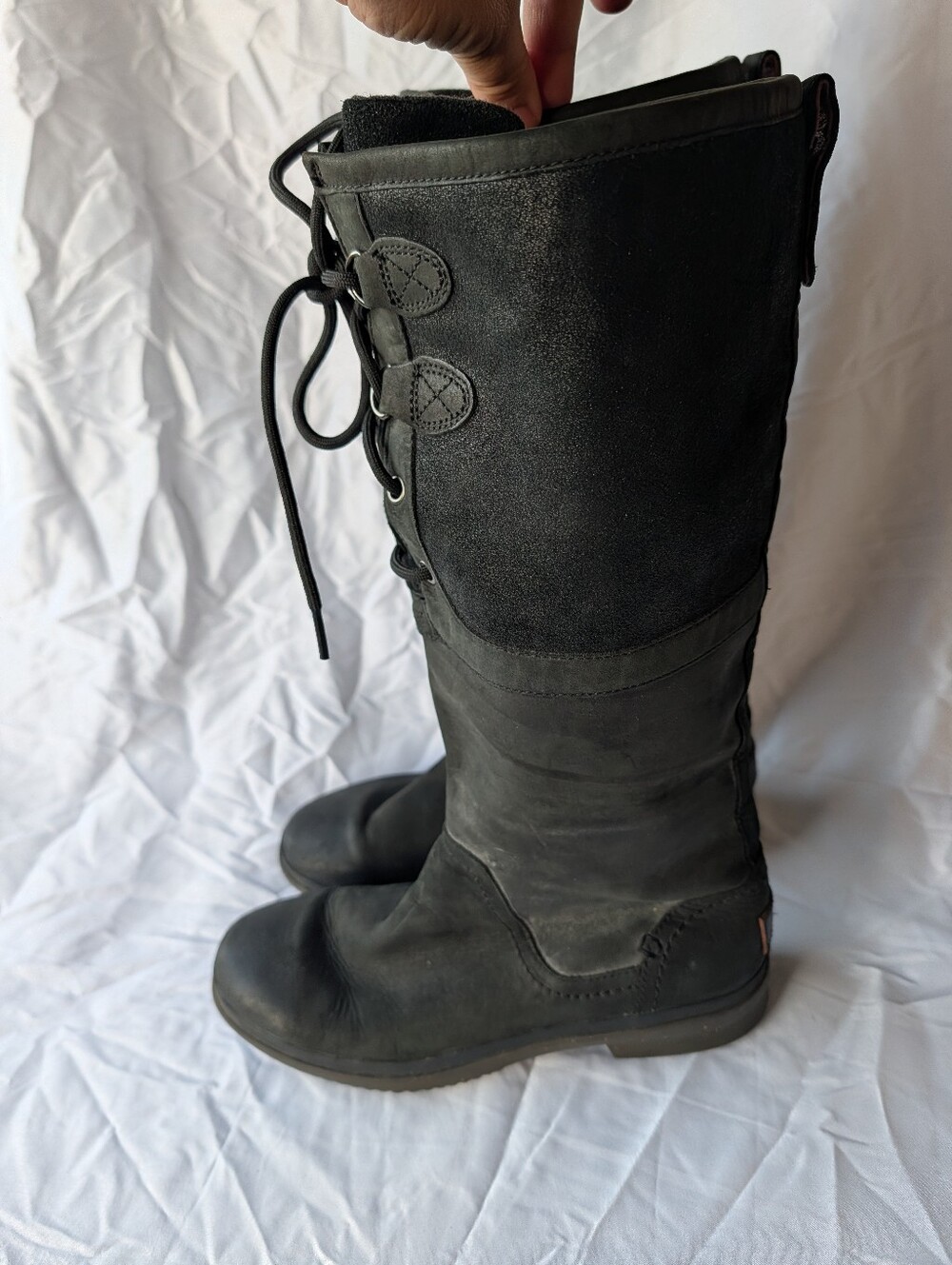 UGG Boots Mid Calf Leather Waterproof Women Size 9 Black